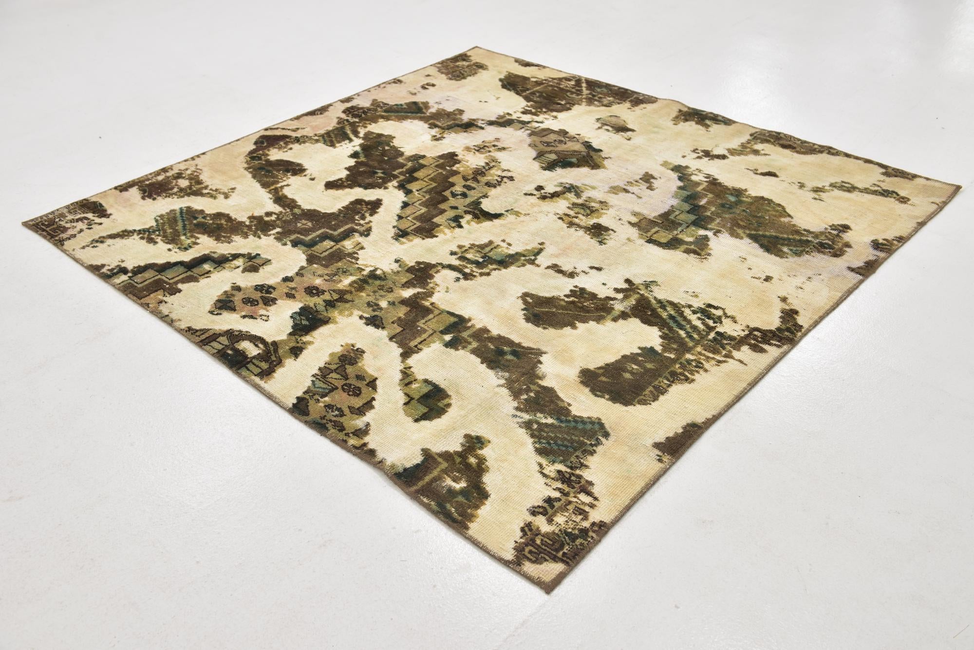 185cm x 185cm anudado a mano Ultra Vintage Alfombra Persa Lana Cuadrado