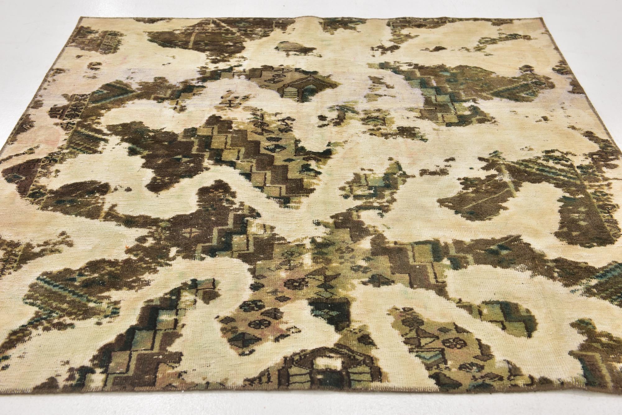 185cm x 185cm anudado a mano Ultra Vintage Alfombra Persa Lana Cuadrado
