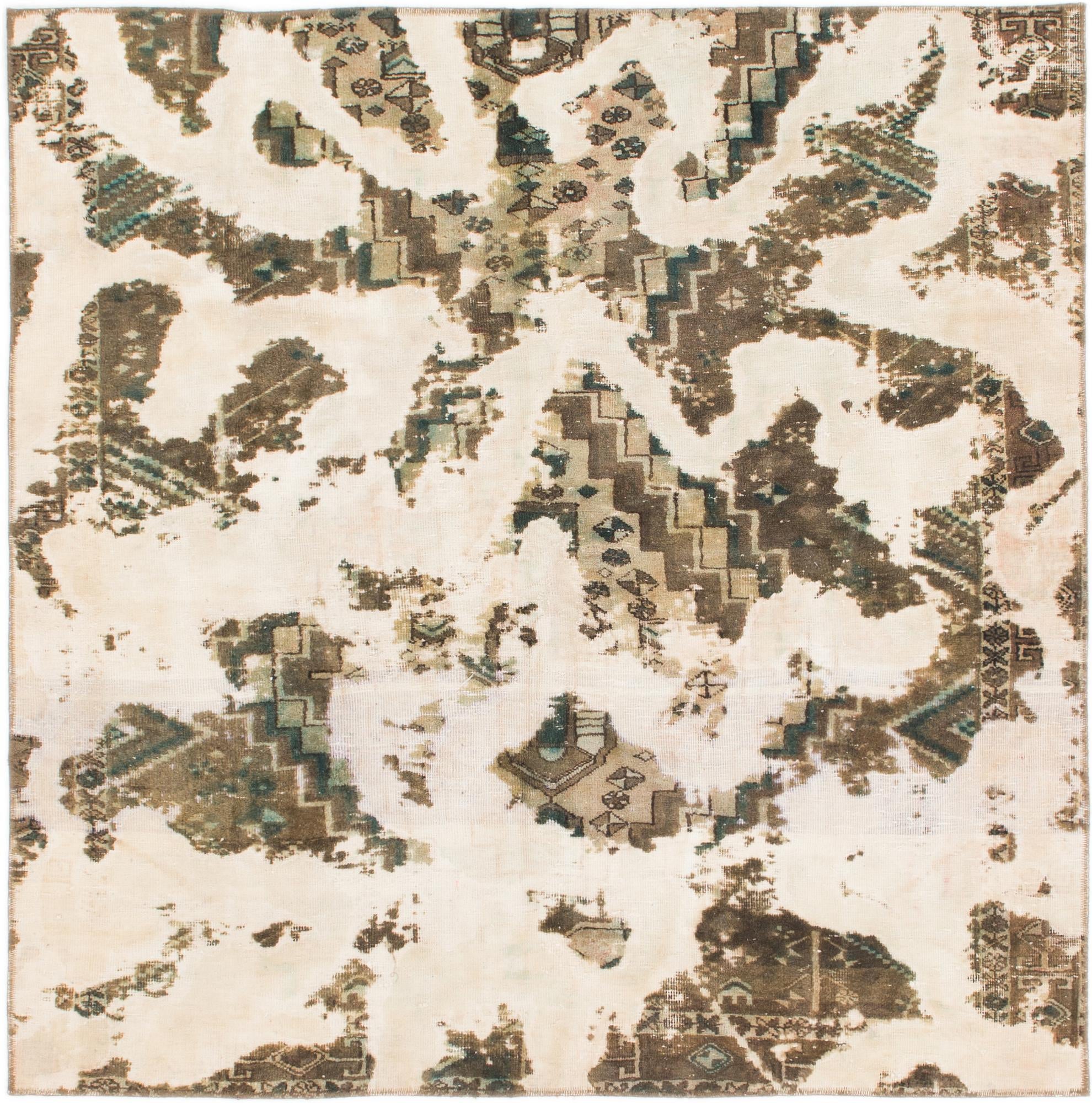 185cm x 185cm anudado a mano Ultra Vintage Alfombra Persa Lana Cuadrado