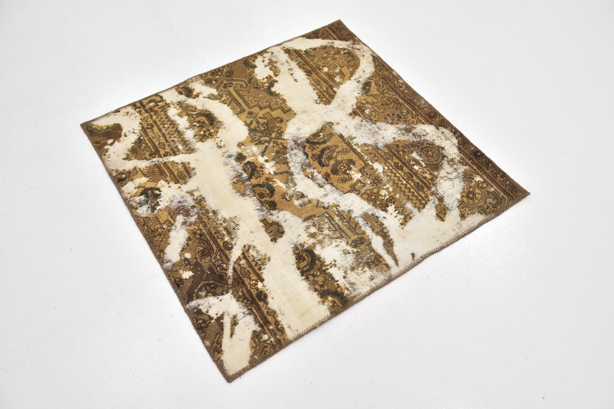 3' 4 x 3' 5 Hand Knotted Ultra Vintage Persian Wool Square Rug