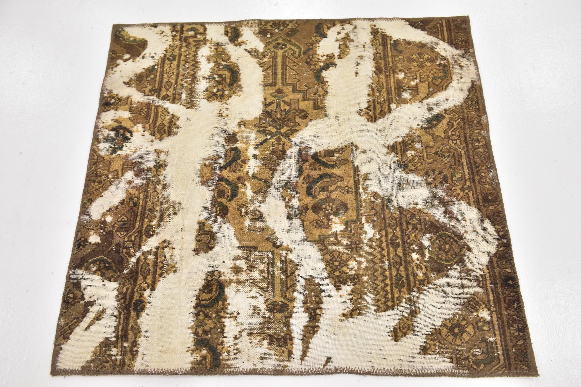 3' 4 x 3' 5 Hand Knotted Ultra Vintage Persian Wool Square Rug