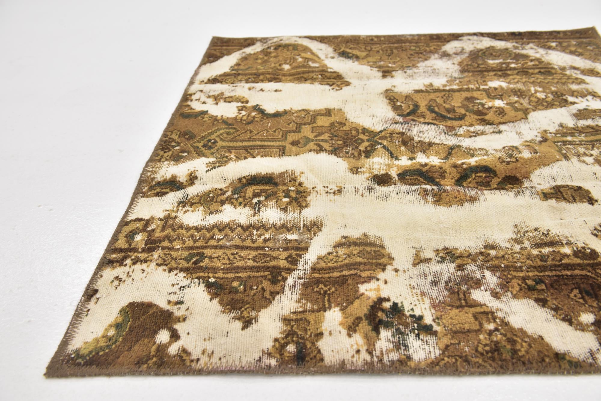 3' 4 x 3' 5 Hand Knotted Ultra Vintage Persian Wool Square Rug