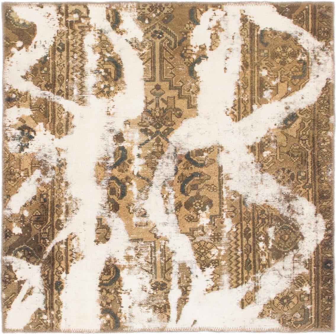 3' 4 x 3' 5 Hand Knotted Ultra Vintage Persian Wool Square Rug