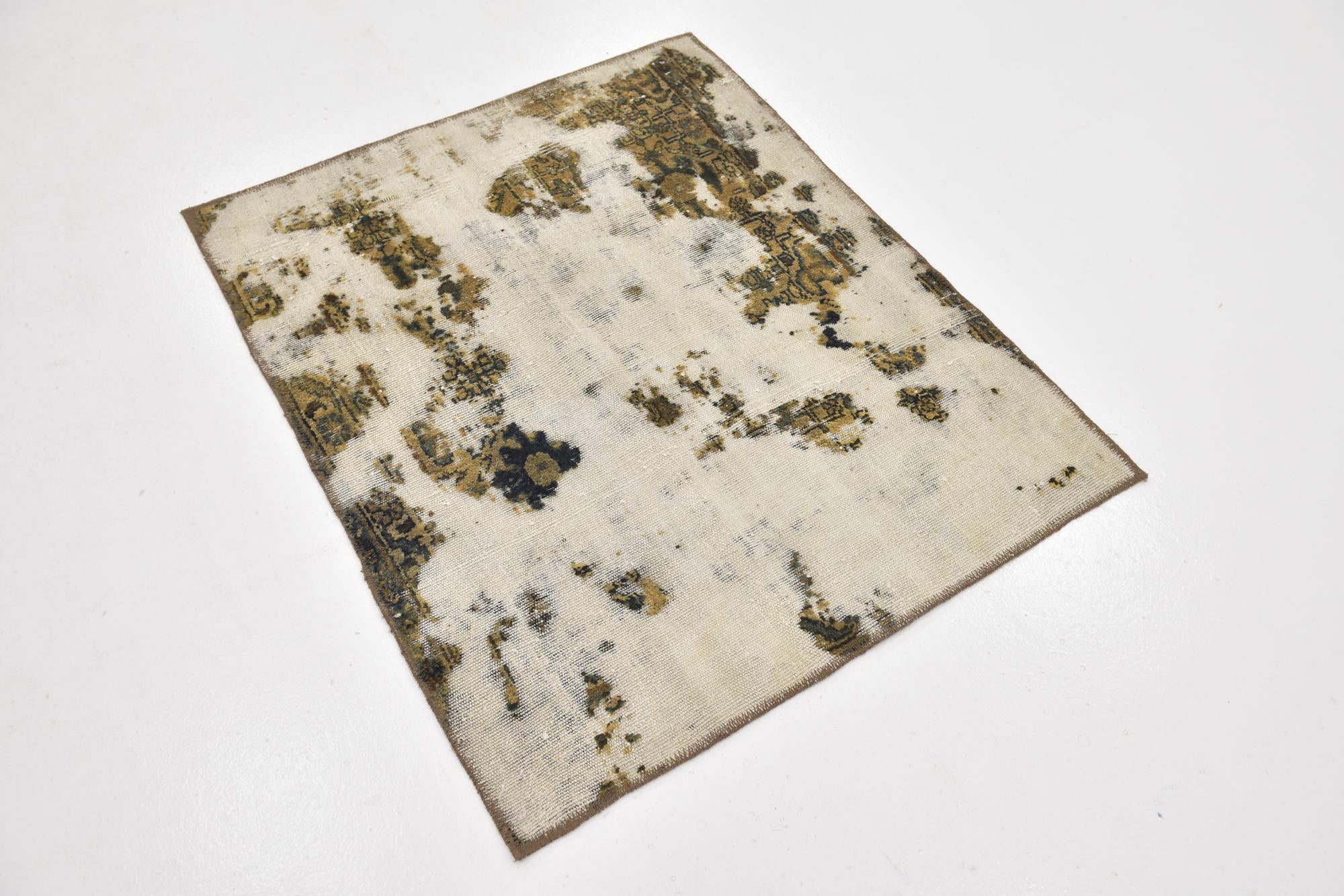 3' x 3' 9 Hand Knotted Ultra Vintage Persian Wool Square Rug