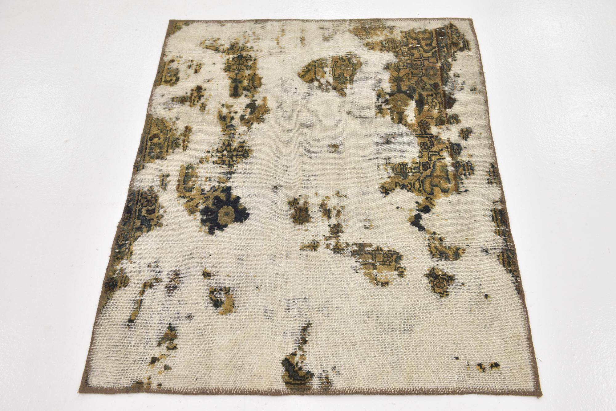 3' x 3' 9 Hand Knotted Ultra Vintage Persian Wool Square Rug