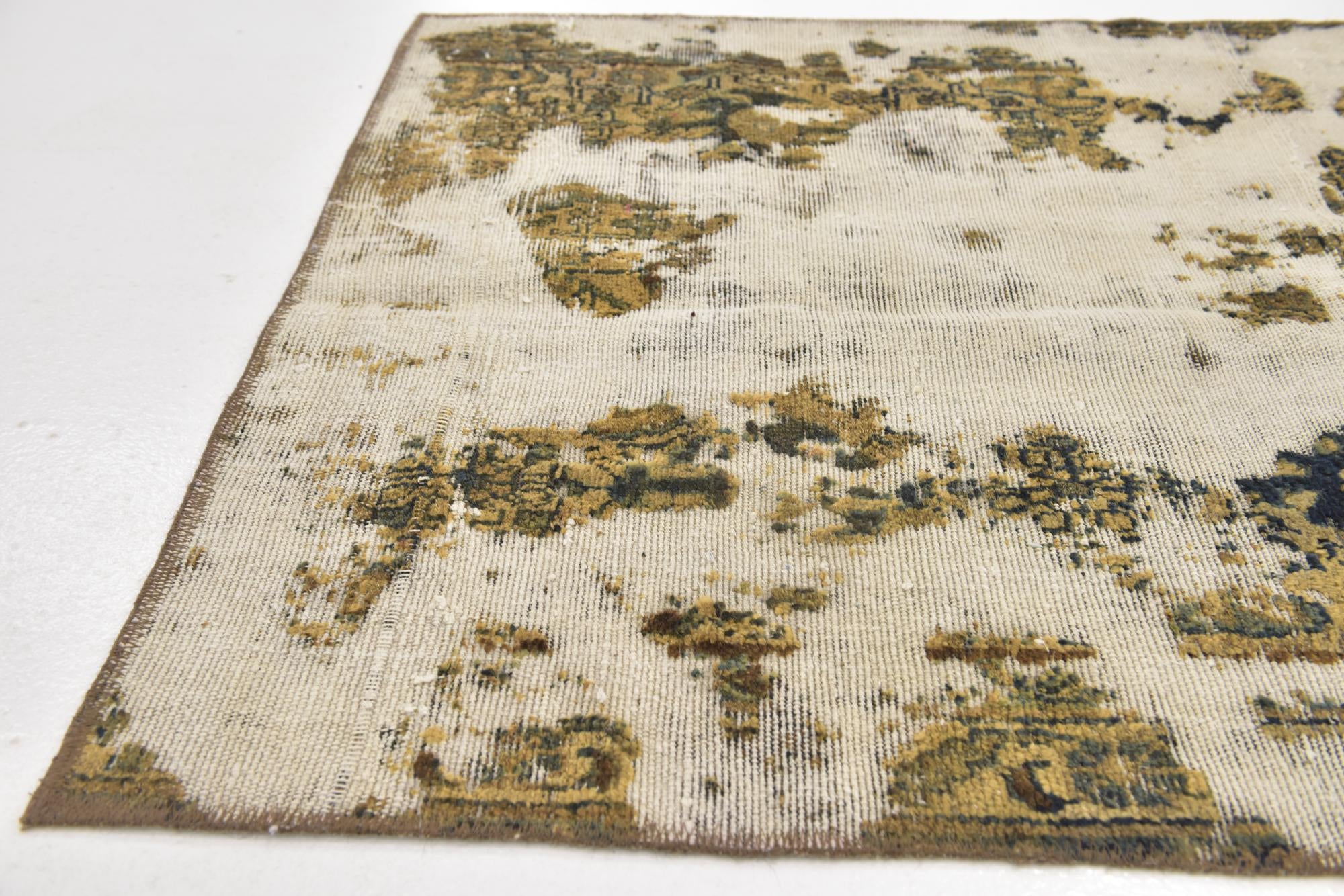 3' x 3' 9 Hand Knotted Ultra Vintage Persian Wool Square Rug