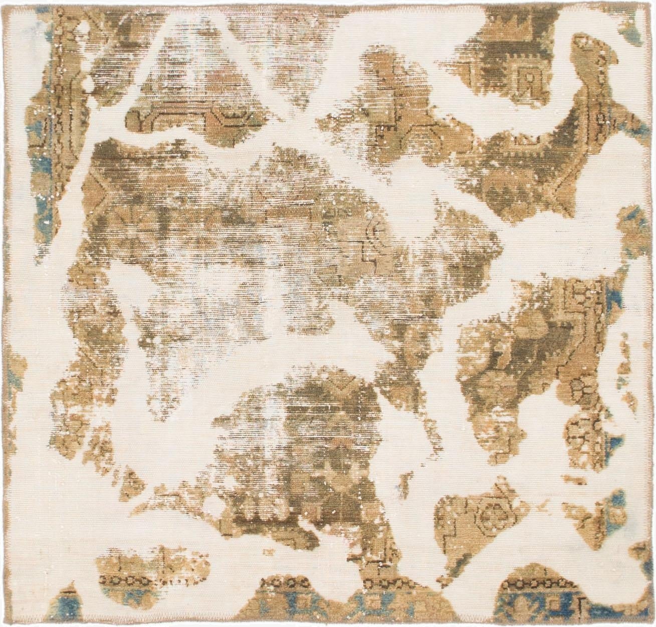 3' 9 x 4'  Hand Knotted Ultra Vintage Persian Wool Square Rug