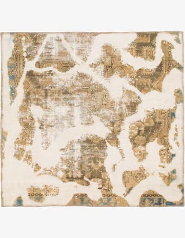 3' 9 x 4' Hand Knotted Ultra Vintage Persian Wool Square Rug