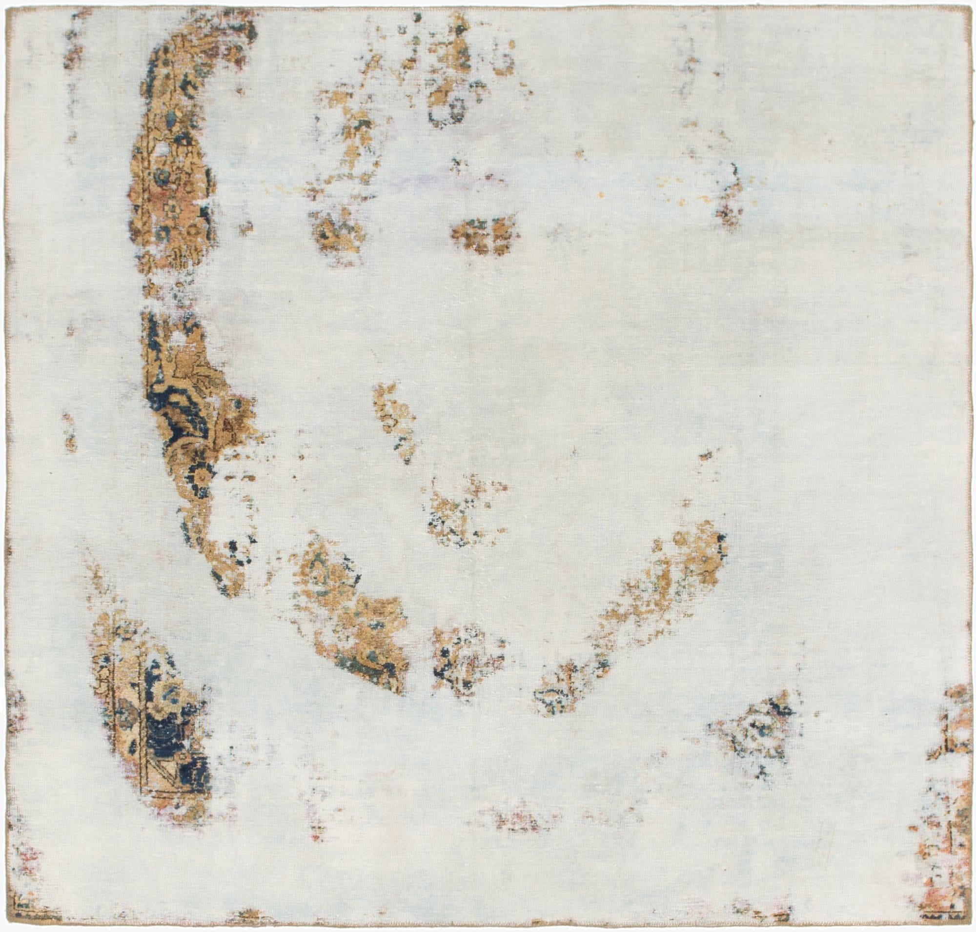 6' x 6' 5  Hand Knotted Ultra Vintage Persian Wool Square Rug