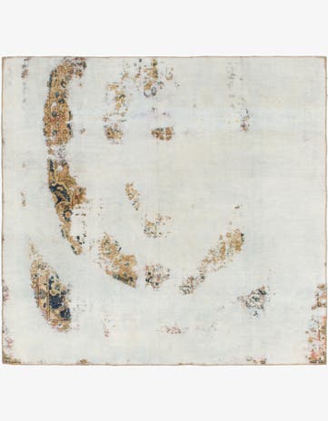 6' x 6' 5 Hand Knotted Ultra Vintage Persian Wool Square Rug