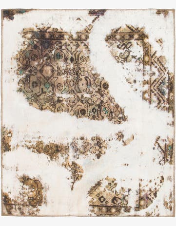 3' 9 x 4' 5 Hand Knotted Ultra Vintage Persian Wool Square Rug