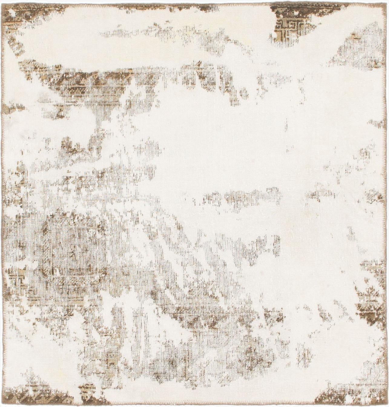 3' 10 x 4'  Hand Knotted Ultra Vintage Persian Wool Square Rug