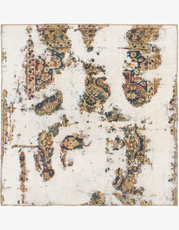 4' 9 x 4' 10 Hand Knotted Ultra Vintage Persian Wool Square Rug