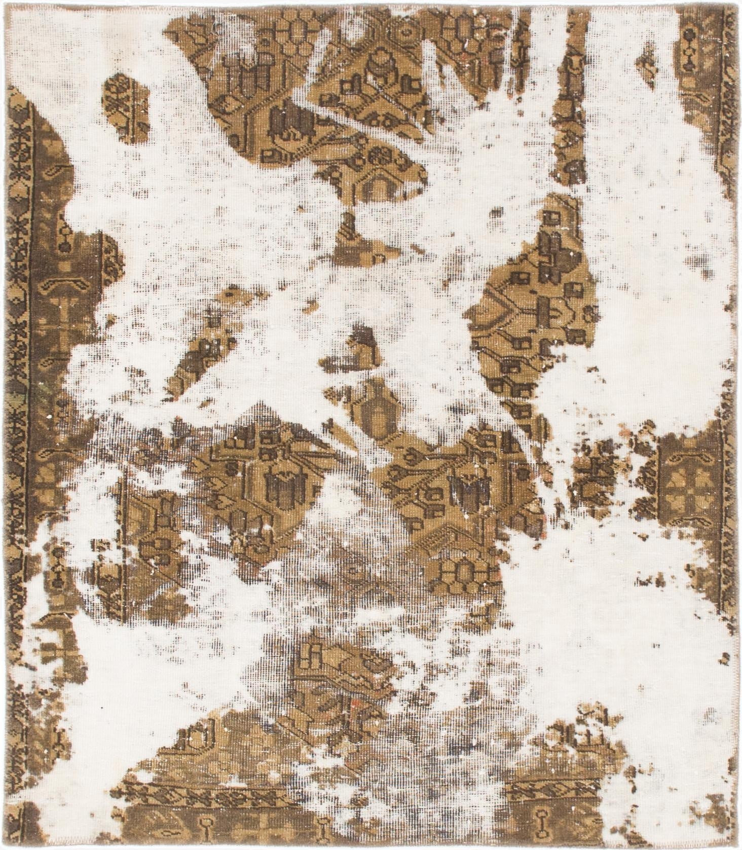 4' 4 x 5'  Hand Knotted Ultra Vintage Persian Wool Square Rug