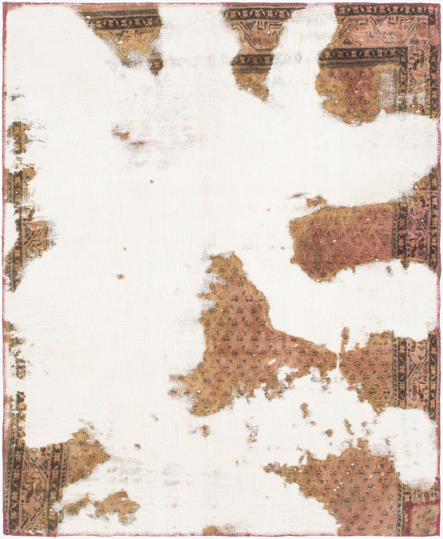 4' 2 x 5' 2  Hand Knotted Ultra Vintage Persian Wool Square Rug