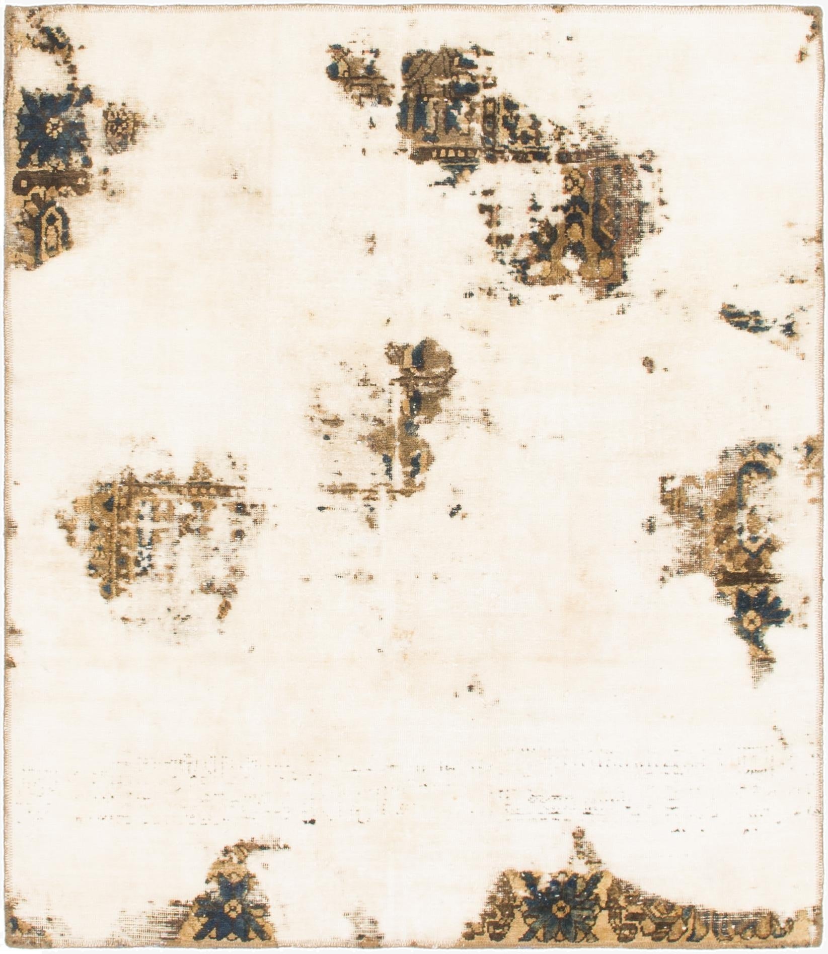 4' 9 x 5' 6  Hand Knotted Ultra Vintage Persian Wool Square Rug