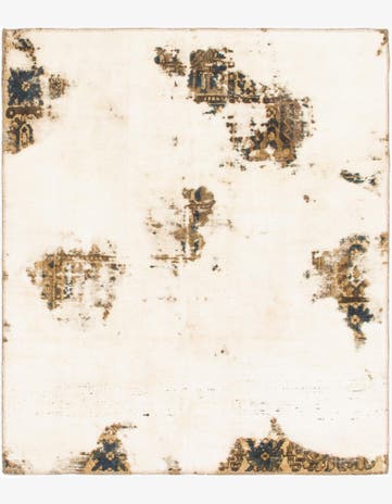 4' 9 x 5' 6 Hand Knotted Ultra Vintage Persian Wool Square Rug