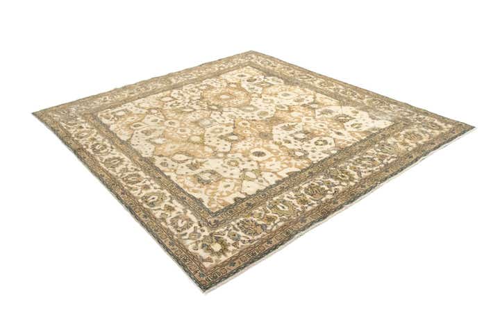 290cm x 330cm Hand Knotted Vintage Royal Persian Wool Square Rug