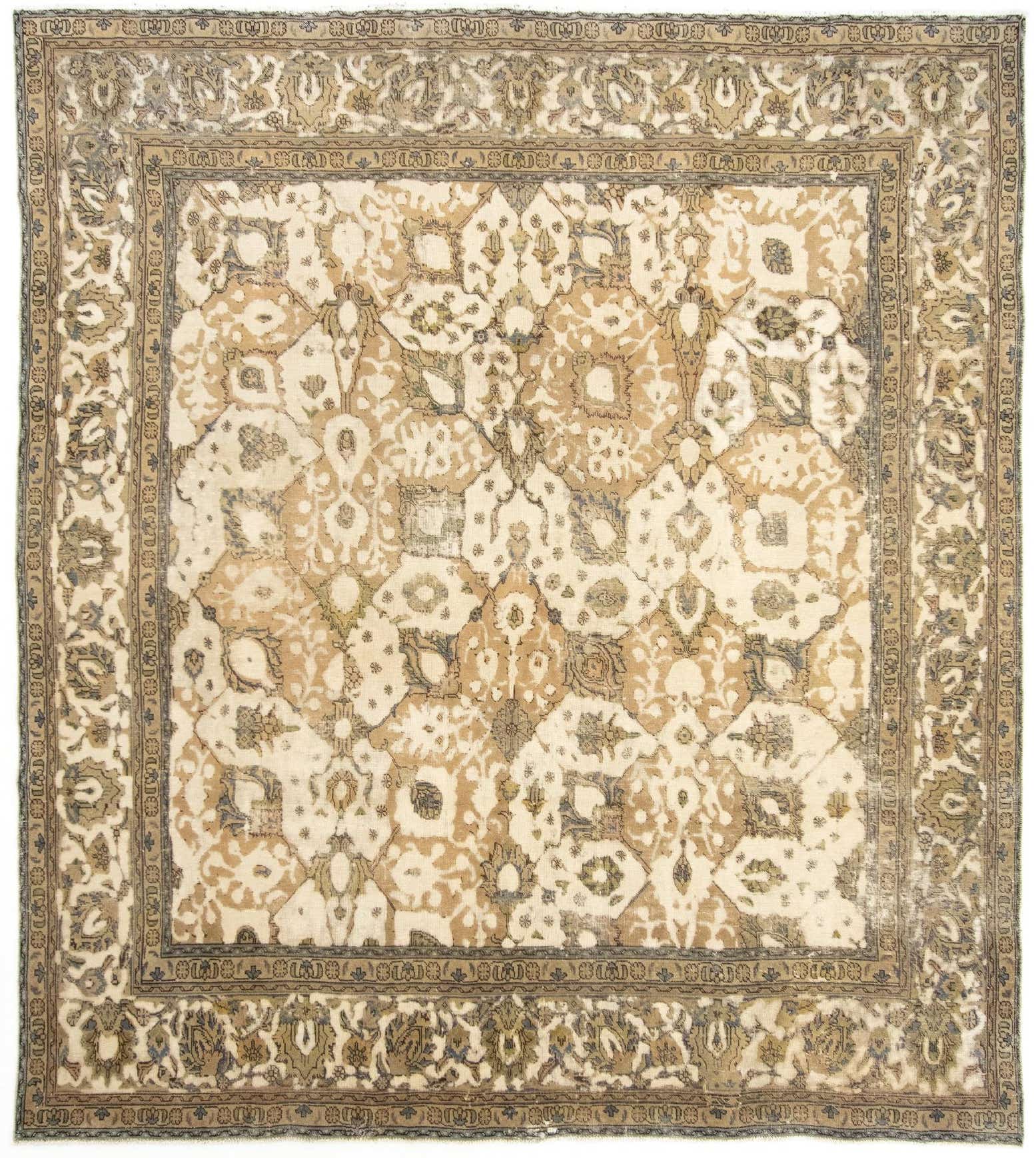 290cm x 330cm Hand Knotted Vintage Royal Persian Wool Square Rug