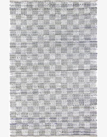6' 1 x 9' Crofton · Checkered Chindi Rug, white