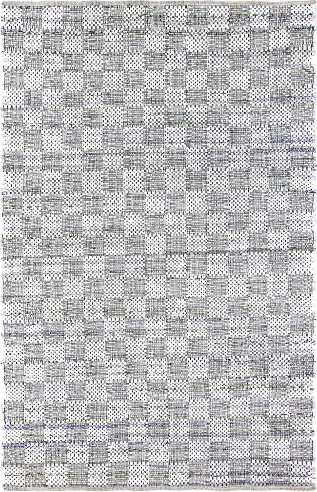 6' 1 x 9' Crofton · Checkered Chindi Rug, white