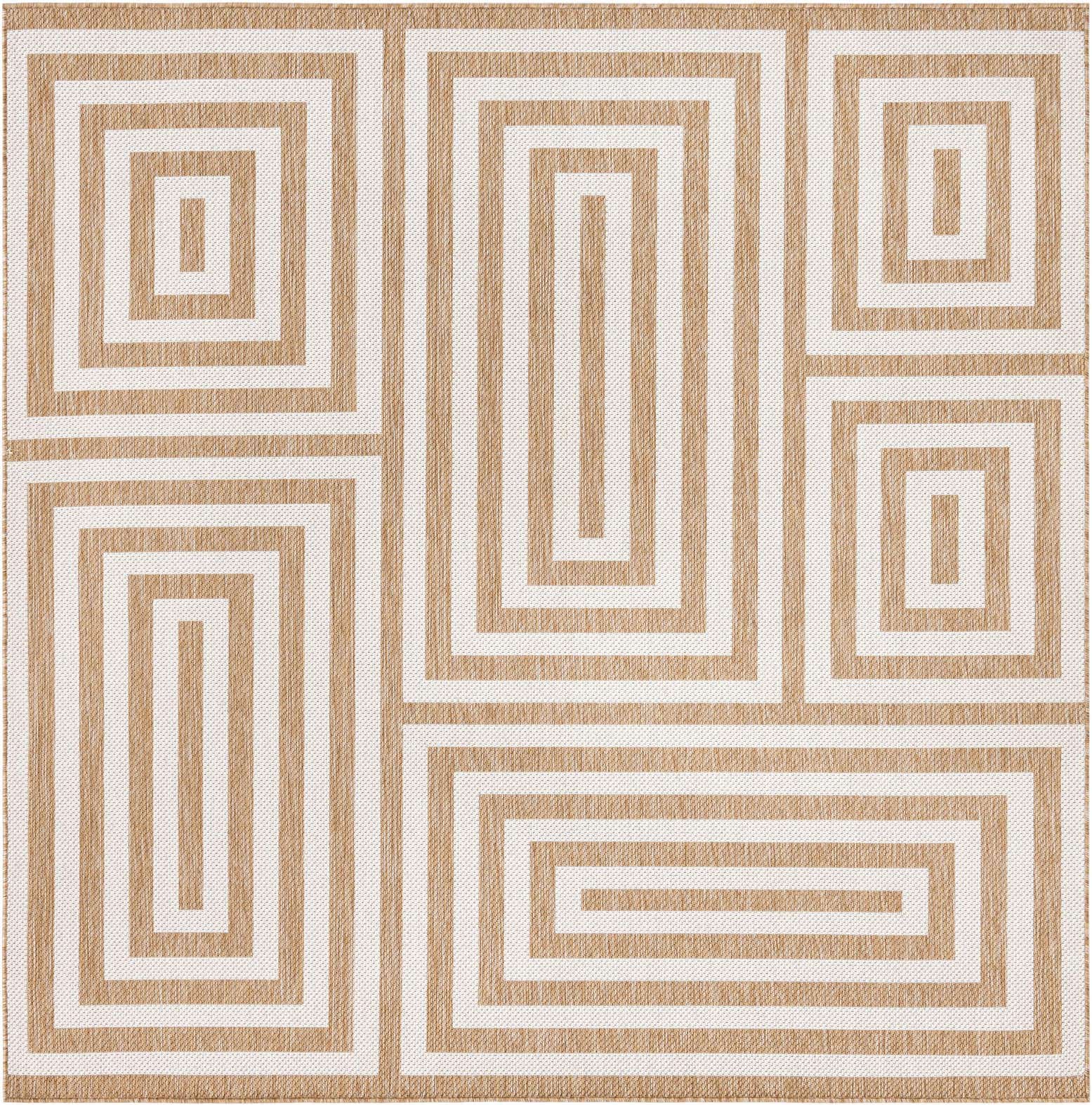 7' 10 x 7' 10 Cumberland · Geometric Outdoor Rug, taupe and ivory