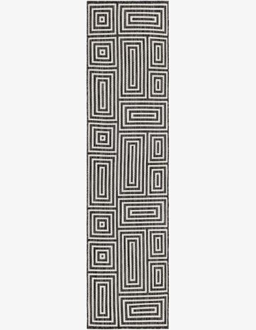 Cumberland · Geometric maze Outdoor Rug, black and white