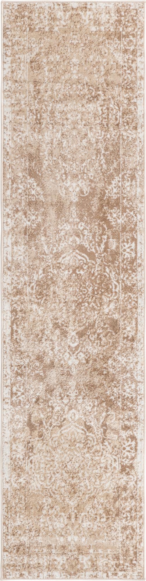 Curlew · Distressed medallion rug, beige and ivory