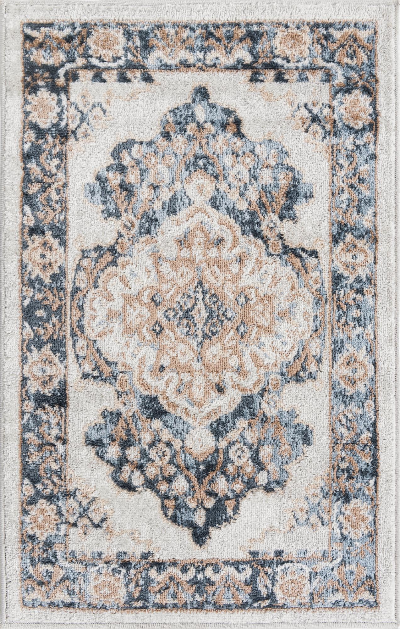 Curlew · Medallion rug, cream and blue
