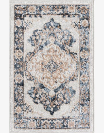 Curlew · Medallion rug, cream and blue
