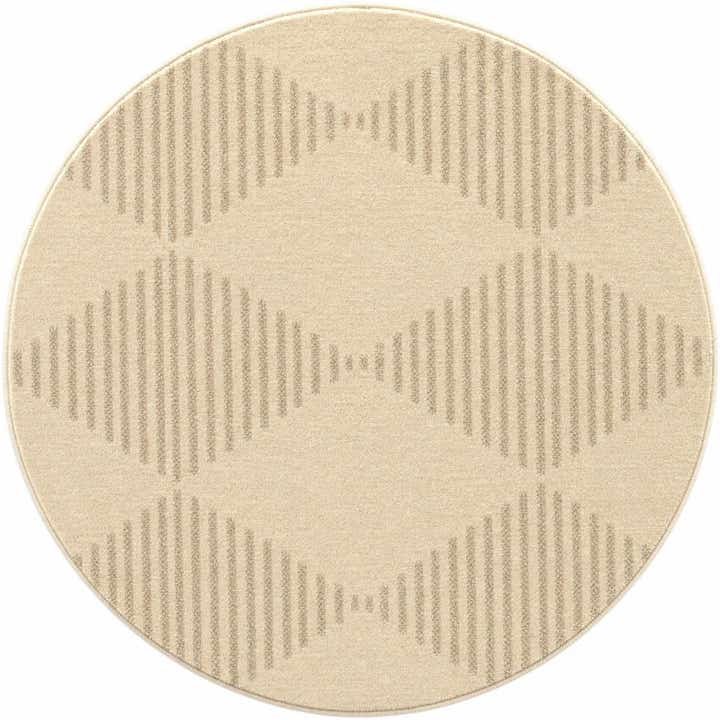 3' x 3' Dade · Geometric diamond rug, ivory and beige