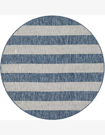 5' 3 x 5' 3 Dahlia · Striped Outdoor Rug, blue and gray