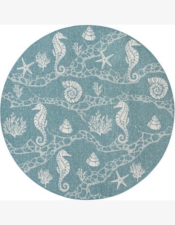 13' x 13' Daly · Pictoral Outdoor Rug, aqua