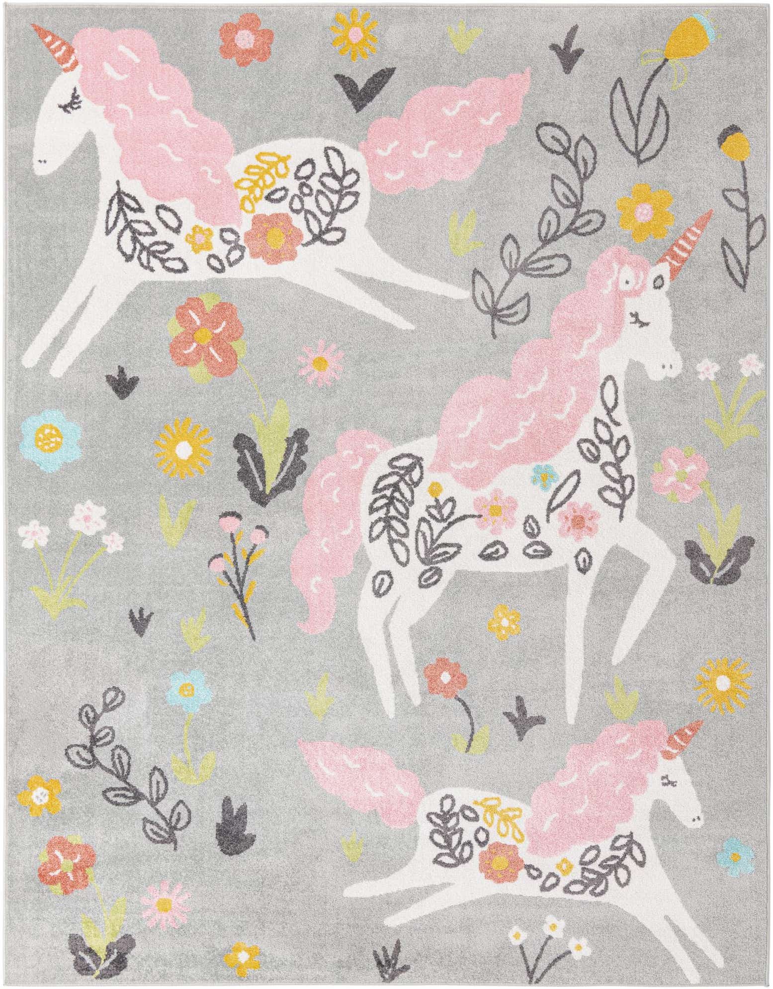 7' 10 x 10' Darcy · Floral / botanical rug, gray