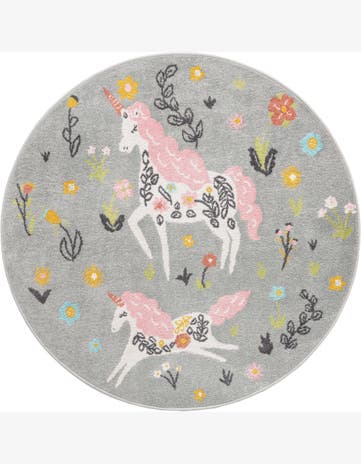 5' 3 x 5' 3 Darcy · Floral / botanical rug, gray