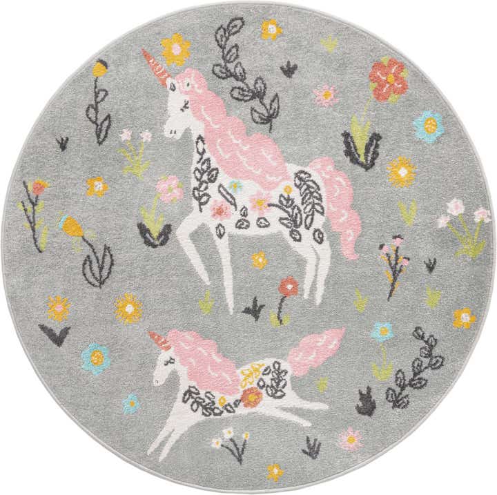 5' 3 x 5' 3 Darcy · Floral / botanical rug, gray