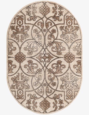 Dark Beige Nepal Oval Rug