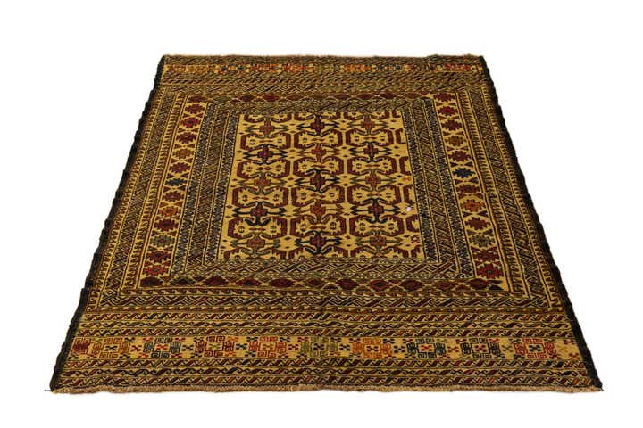 4' 4 x 6' 7 Hand Woven Kilim Afghan Wool Rug