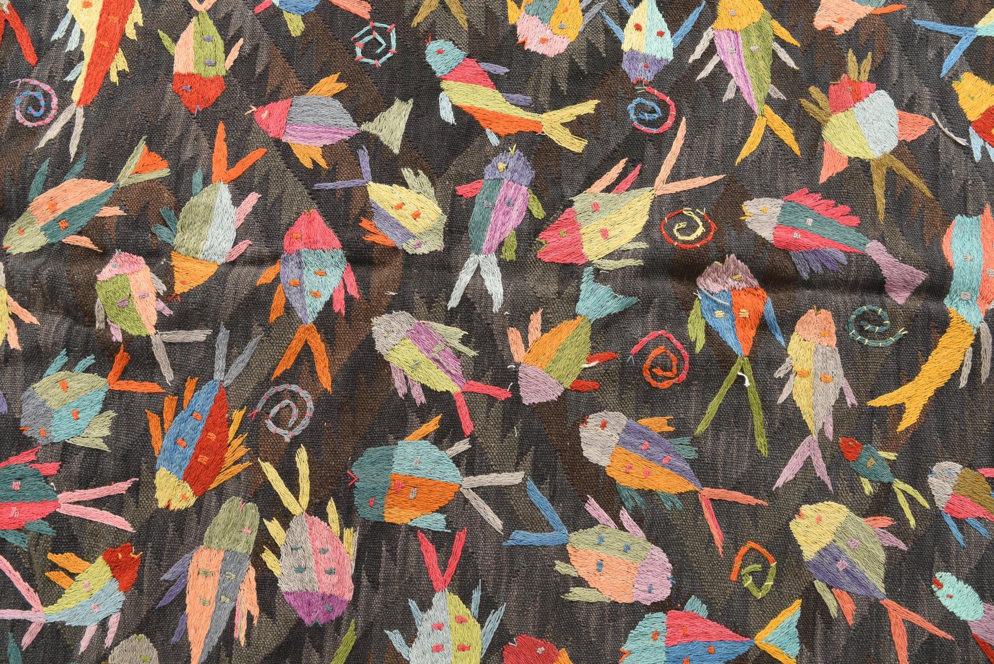 5' 4 x 8' Hand Woven Kilim Suzani Wool Rug