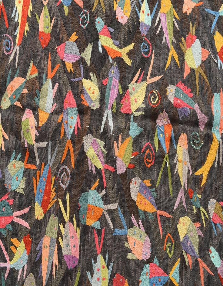 Detail image of 5' 4 x 8'  Hand Woven Kilim Suzani Wool Rug