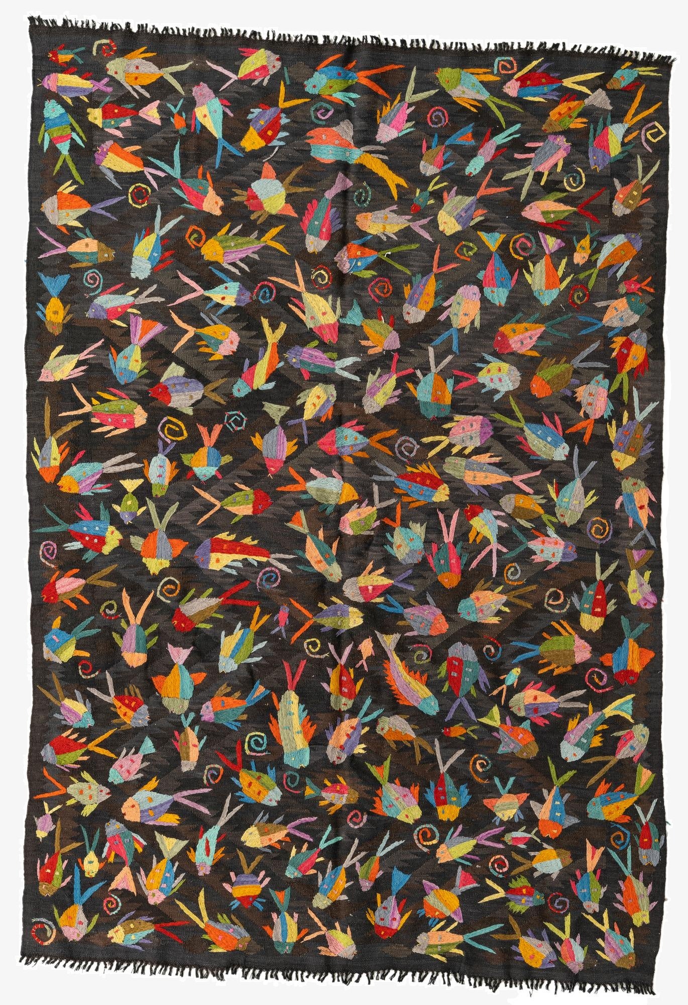 5' 4 x 8'  Hand Woven Kilim Suzani Wool Rug