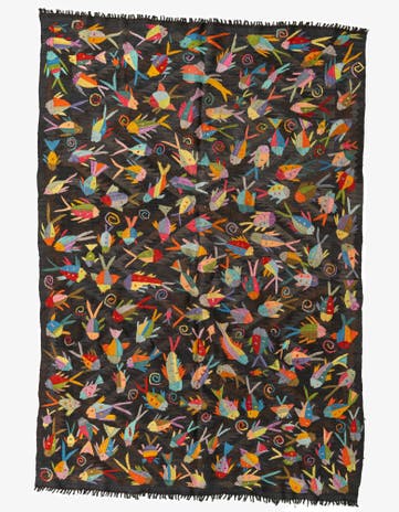 5' 4 x 8' Hand Woven Kilim Suzani Wool Rug