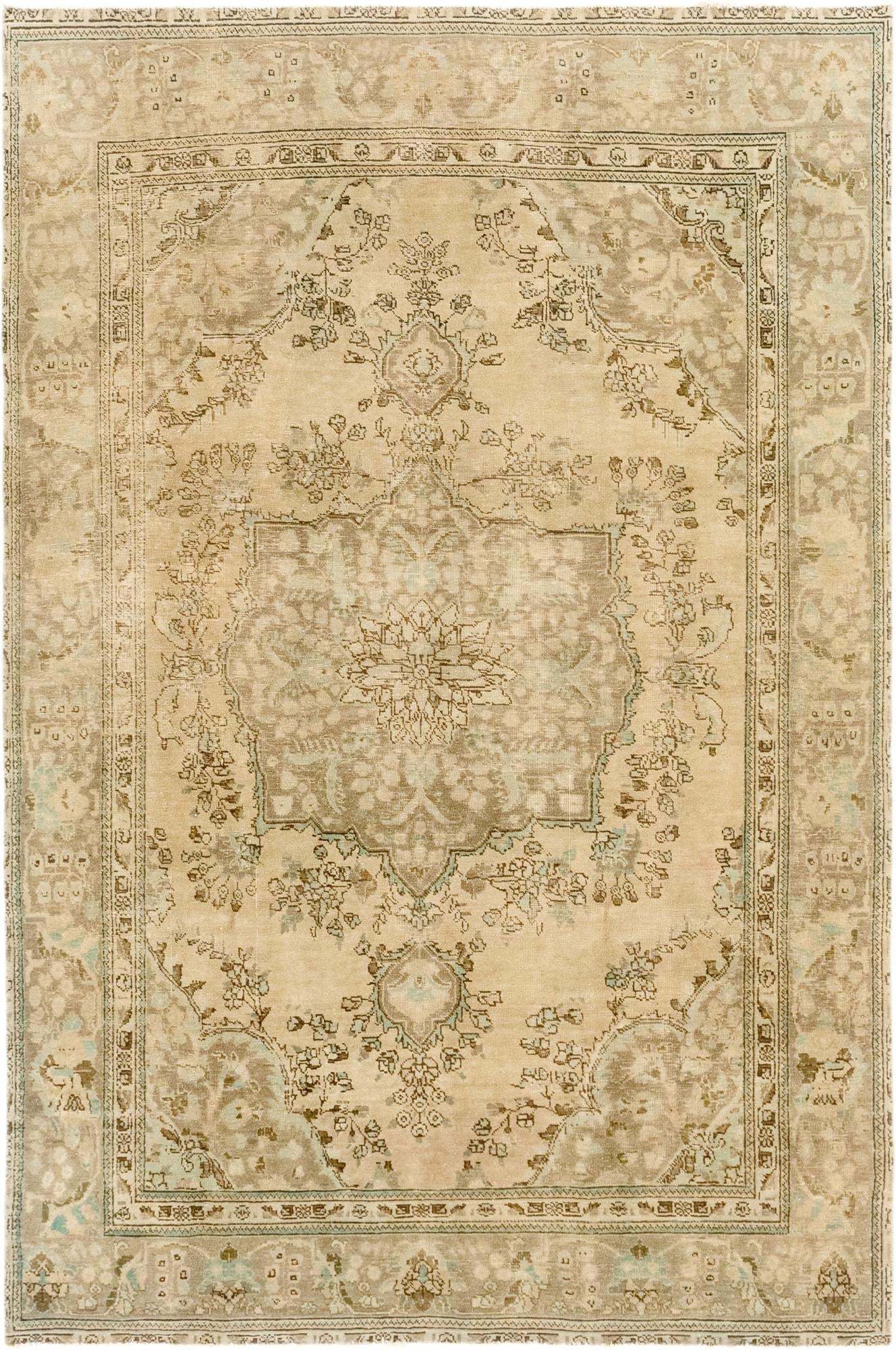 6' 5 x 9' 7 Hand Knotted Ultra Vintage Persian Wool Rug