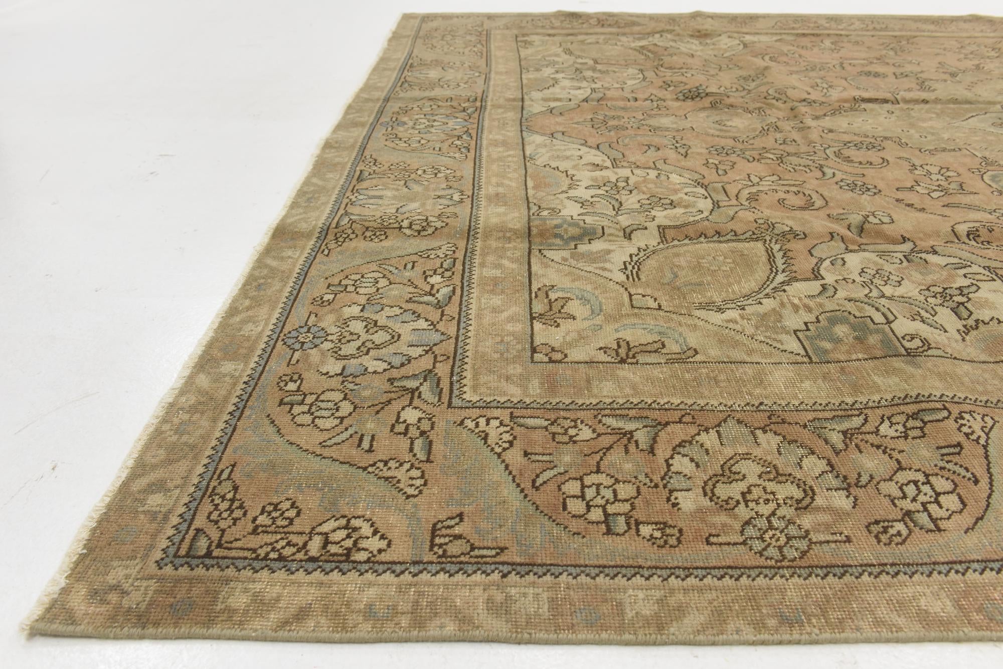 9' 4 x 12' 8 Hand Knotted Ultra Vintage Persian Wool Rug