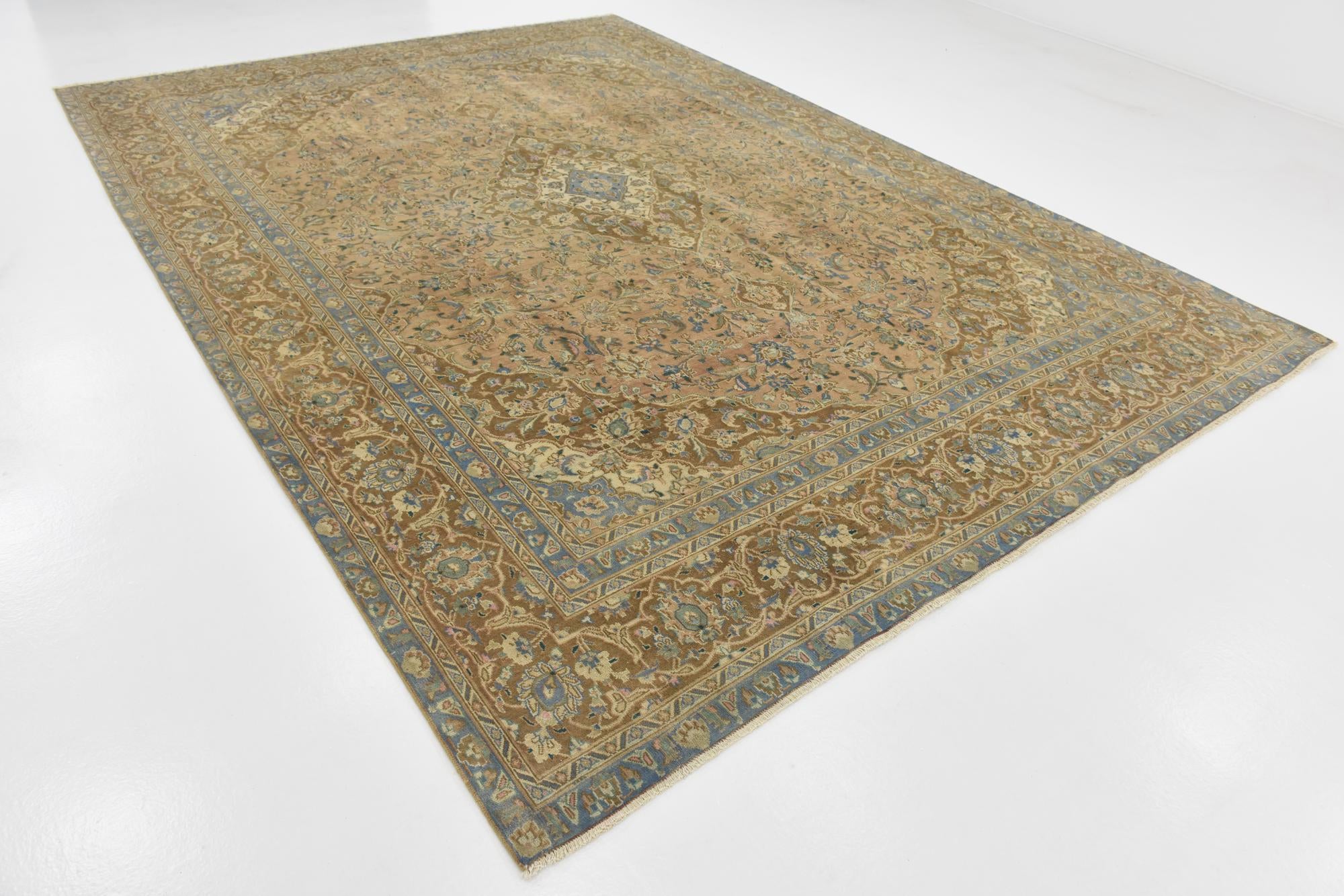 9' x 12' 3 Hand Knotted Ultra Vintage Persian Wool Rug