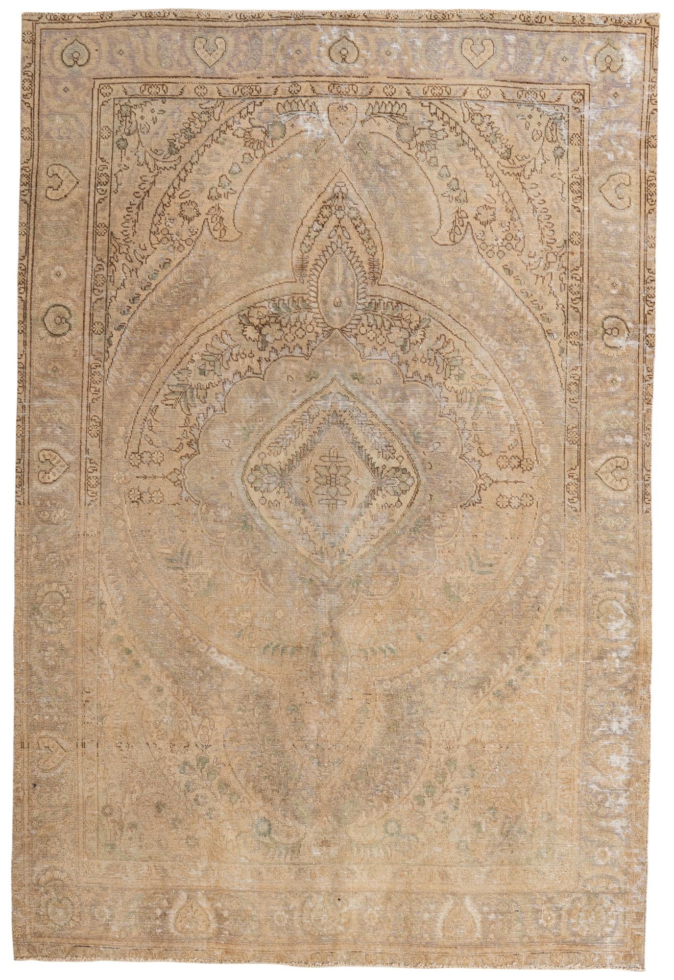 6' 8 x 9' 5 Hand Knotted Ultra Vintage Persian Wool Rug