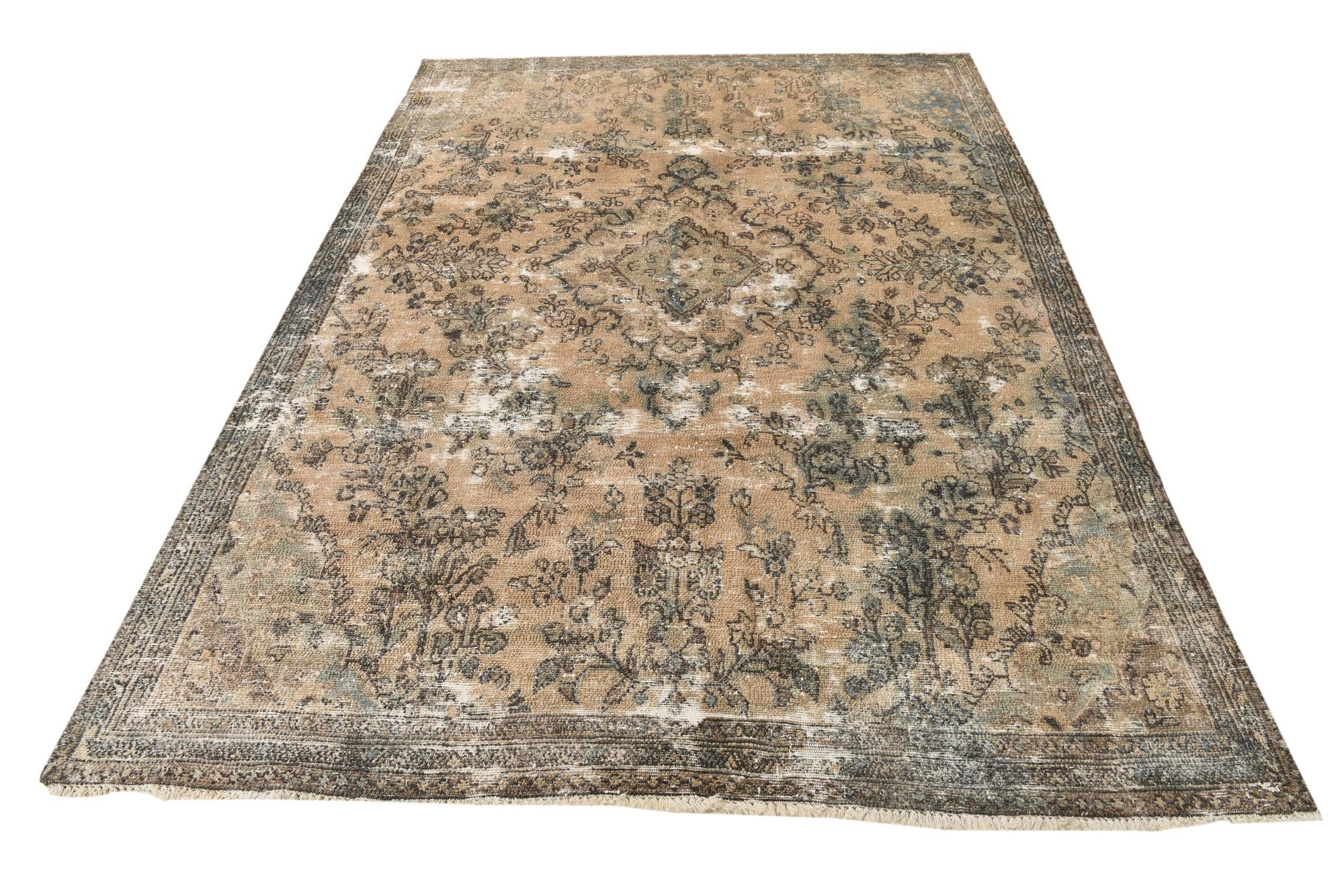 6' 7 x 9' 4 Hand Knotted Ultra Vintage Persian Wool Rug
