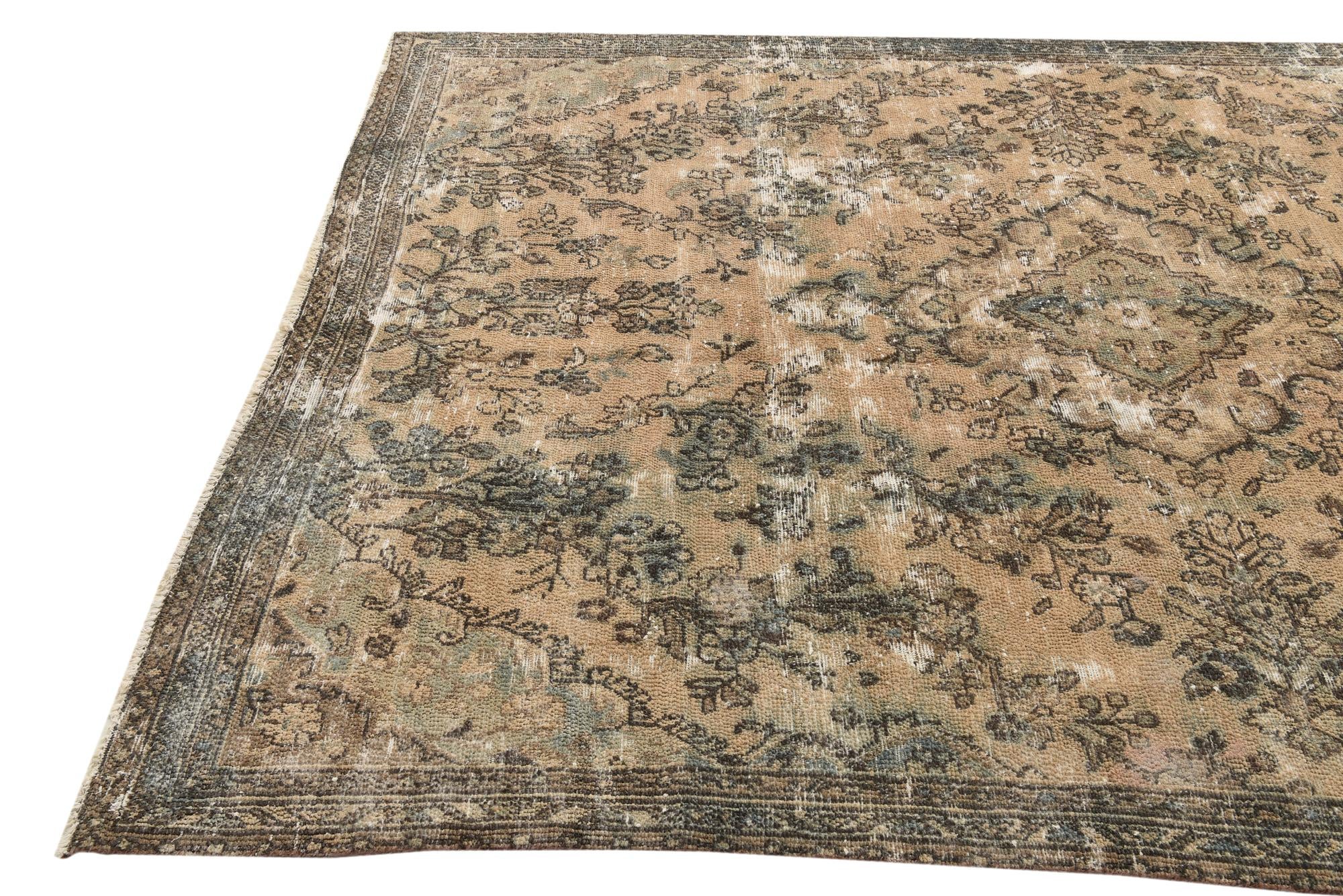 6' 7 x 9' 4 Hand Knotted Ultra Vintage Persian Wool Rug