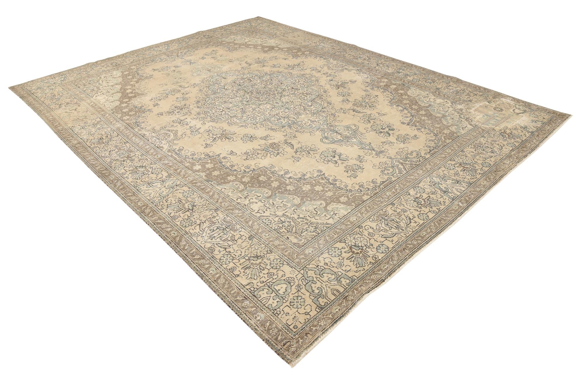 9' 8 x 12' 7 Hand Knotted Ultra Vintage Persian Wool Rug
