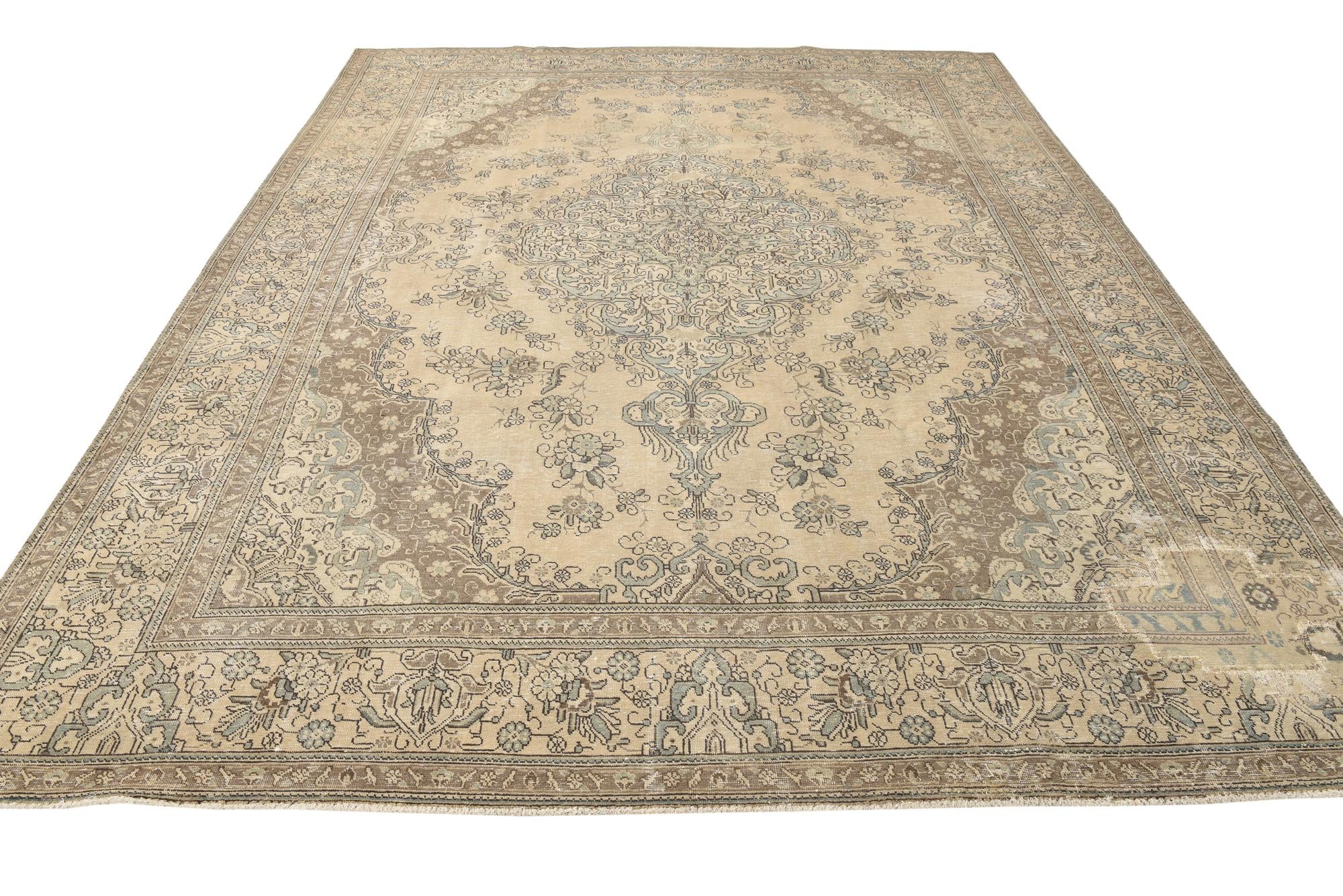 9' 8 x 12' 7 Hand Knotted Ultra Vintage Persian Wool Rug